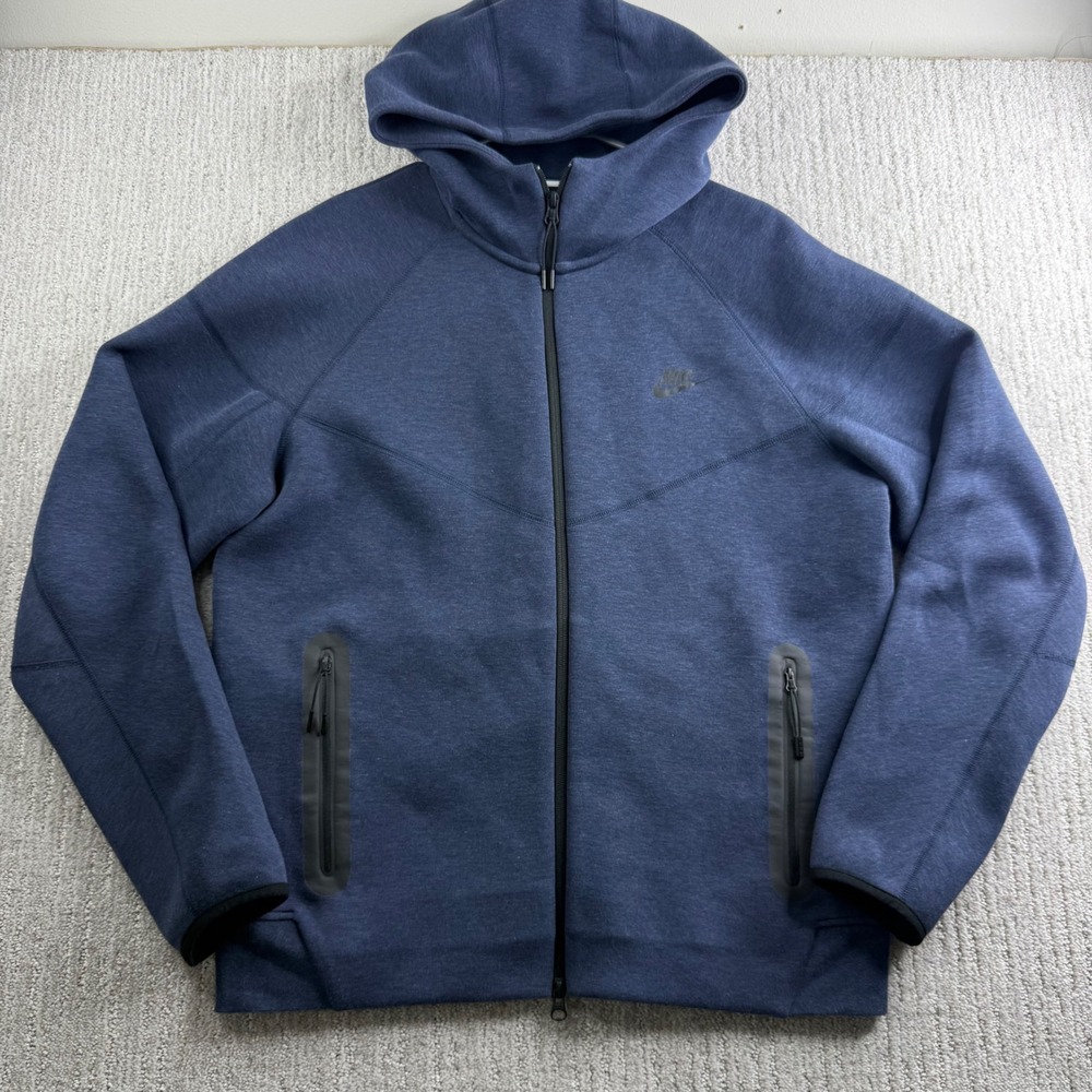 Nike Tech Full Zip Hoodie Mens Size L Fleece Blue 928483-451